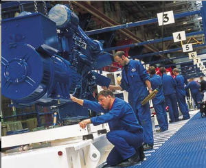 Workers on production line