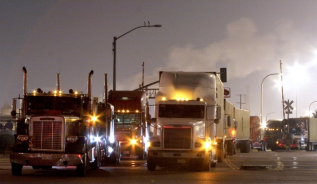 trucks at night