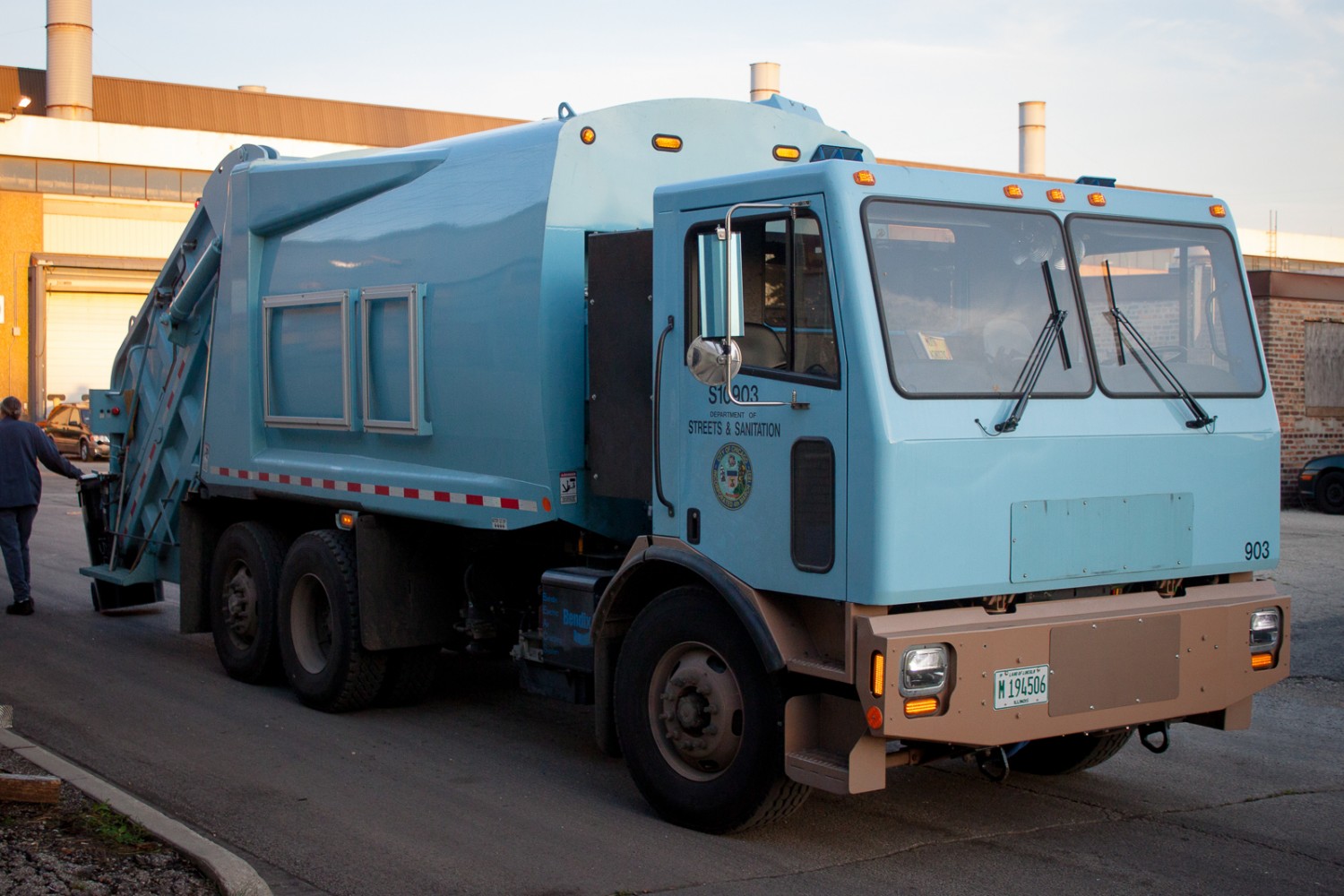 green garbage truck images